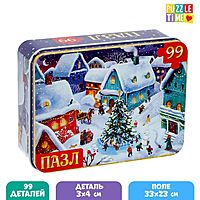 Пазлы в металлической коробке «Новогодняя ночь», 99 деталей