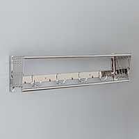 Полка выдвижная с держателем полотенец, 4 крючка 16×13(35)×60,5 см