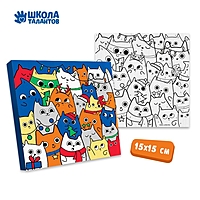 Картина по номерам "Новогодние котики" 15х15 см