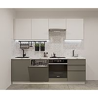 Кухонный гарнитур прямой «Лайн - 39», 2400×600 мм, цвет белый/тальк/обсидиан/мрамор белый