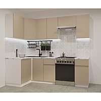 Кухонный гарнитур угловой «Лайн - 31», 1200×2400 мм, цвет белый/пикрит/мрамор белый