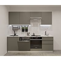 Кухонный гарнитур прямой «Лайн - 36», 2400×600 мм, цвет белый/обсидиан/мрамор белый