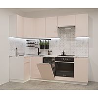 Кухонный гарнитур угловой «Лайн - 25», 1000×2450 мм, цвет белый/фарфор/мрамор белый