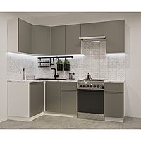 Кухонный гарнитур угловой «Лайн - 30», 1200×2400 мм, цвет белый/обсидиан/мрамор белый