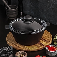 Кастрюля литая чугунная Magma, 2,5 л, стеклянная крышка