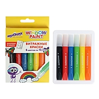 Краски витражные ЮНЛАНДИЯ, 6 ярких цветов, 6 туб по 10,5 мл, шаблоны, 191758