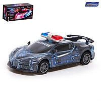 АВТОГРАД Машина инерционная "Crazy race, полиция", русская озвучка, свет, цвет серый