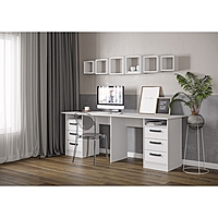 Стол письменый СТН-3  1660х600х750 берил белый/белый глянец