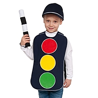 Карнавальный костюм "Светофор", фартук, кепка, жезл, рост 116-122 см