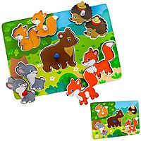 Рамка-вкладыш деревянная Лесные животные 5 фигурок