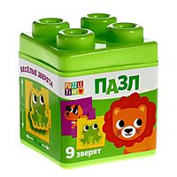 Пазлы в пластиковой упаковке «Весёлые зверята», 18 деталей