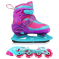 Коньки ледовые раздвижные SNOW CAT с роликовой платформой, размер 34-37