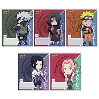 Тетрадь 12 листов в линейку на скрепке "Naruto", обложка мелованный картон, ВД-лак, блок офсет, МИКС