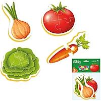 Пазл мягкий Овощи 4 картинки 13 элементов