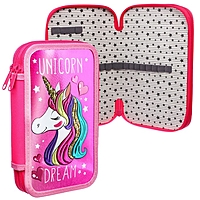 Пенал 2 секции 125*205 лам.кар 81П26/2 метал объем Минни Маус "Единорог"