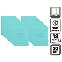 Компл тетр 20 шт 18л кл Зелёная обложка офсет №1 58-63 гр/м2 бел 90% (689080)