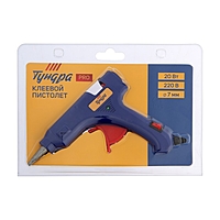 Клеевой пистолет ТУНДРА PRO, 20 Вт, 220 В, выключатель, индикатор, антикапля, 1.2 м, 7 мм