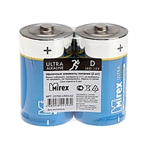 Батарейка алкалиновая Mirex, D, LR20-2S, 1.5В, спайка, 2 шт.