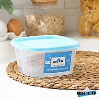 Контейнер пищевой RICCO, 900 мл, 14,9×14,9×7,4 см, квадрат, цвет голубой