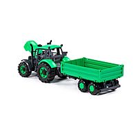 Трактор «Прогресс» с бортовым прицепом, инерционный, цвет зелёный