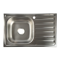 Мойка кухонная "Владикс", врезная, с сифоном, 76х48 см, левая, нержавеющая сталь 0.6 мм