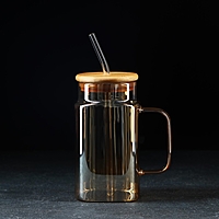 Банка Magistro с ручкой, крышкой и трубочкой «Эко», 620 мл, цвет золотой