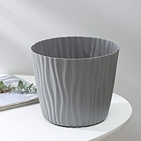 Кашпо для цветов со вставкой «Волна», 4 л, d=20 см, h=17 см, цвет серый