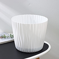 Кашпо для цветов со вставкой «Волна», 8 л, d=25 см, h=21,5 см, цвет белый