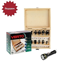 Сверла-фрезы VERTO 60H010, по дереву, набор 12 шт., хвостовик 8 мм + ПОДАРОК