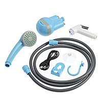 Портативный походный душ ZEIN: лейка, шланг, помпа с USB-кабелем, держатель, крючок
