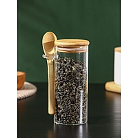 Банка для сыпучих продуктов "Эко" с ложкой, 420 мл, 8,3х6,7х15,5 см