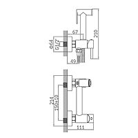 Смеситель для биде Accoona A3290F-2, с гигиеническим душем, настенный, черный