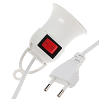 Светильник светодиодный с выключателем, под лампу, Е27, провод 2 м, белый