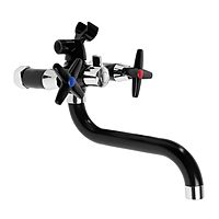 Смеситель для ванны ZEIN Z2494, излив 20 см, кран-букса 1/2", с душевым набором, черный/хром