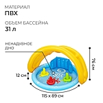 Бассейн надувной Ракушка 115х89х76см с навесом 52568 Bestway