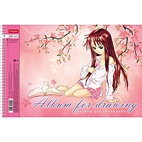 Альбом для рисования А4, 24 листов на гребне "Волшебный мир аниме", обложка мелованный картон, матовая ламинация, перфорация на отрыв, блок 100 г/м2, 5 дизайнов МИКС