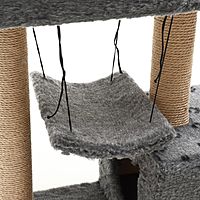 Комплекс для кошек с когтеточкой, с широкими столбами, 3х уровневый, с 2мя домами и гамаком, 72 х 95