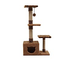 Комплекс для кошек с когтеточкой, квадратный, 3х-уровневый, 65 х 36 х 107 см, коричневый