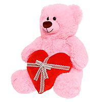 Мягкая игрушка Медведь Мартин с сердцем розовый 65 см