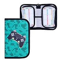 Пенал 1 секция, 130 х 210 х 40 мм, 2 откидные планки, тканевый, Calligrata, Content "Cкейт"