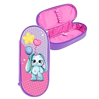 Пенал-футляр, 45 х 205 х 95 мм, мягкий, тканевый, Calligrata,ПМК 27-20 резинка на клапане,"Зайчик"