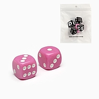 Кубики игральные "Время игры", 1.6 х 1.6 см, набор 2 шт, розовые