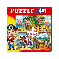 Пазл 4 в 1 Приключение пиратов 9-16- 25-36 элементов П-8390