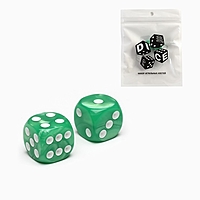 Кубики игральные "Время игры", 1.6 х 1.6 см, набор 2 шт, зеленые