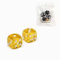 Кубики игральные "Время игры", 1.6 х 1.6 см, набор 2 шт, желтые