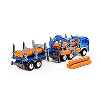 Автомобиль-лесовоз инерционный «Сити» с прицепом, свет, звук, цвет синий