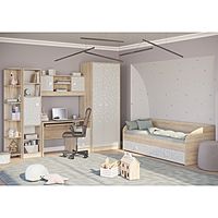 Шкаф для одежды МИККИ, 800х585х2105, Дуб Ривьера/Пастельный Зеленый