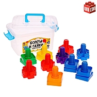 UNICON Конструктор "Болты и гайки", в контейнере, 10 болтов и гаек, цвета МИКС