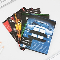 Тетрадь 12 листов в клетку "Super car", обложка мелованный картон, 5 видов МИКС