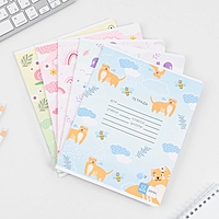 Тетрадь 12 листов в клетку "Милые животные", обложка мелованный картон, 5 видов МИКС